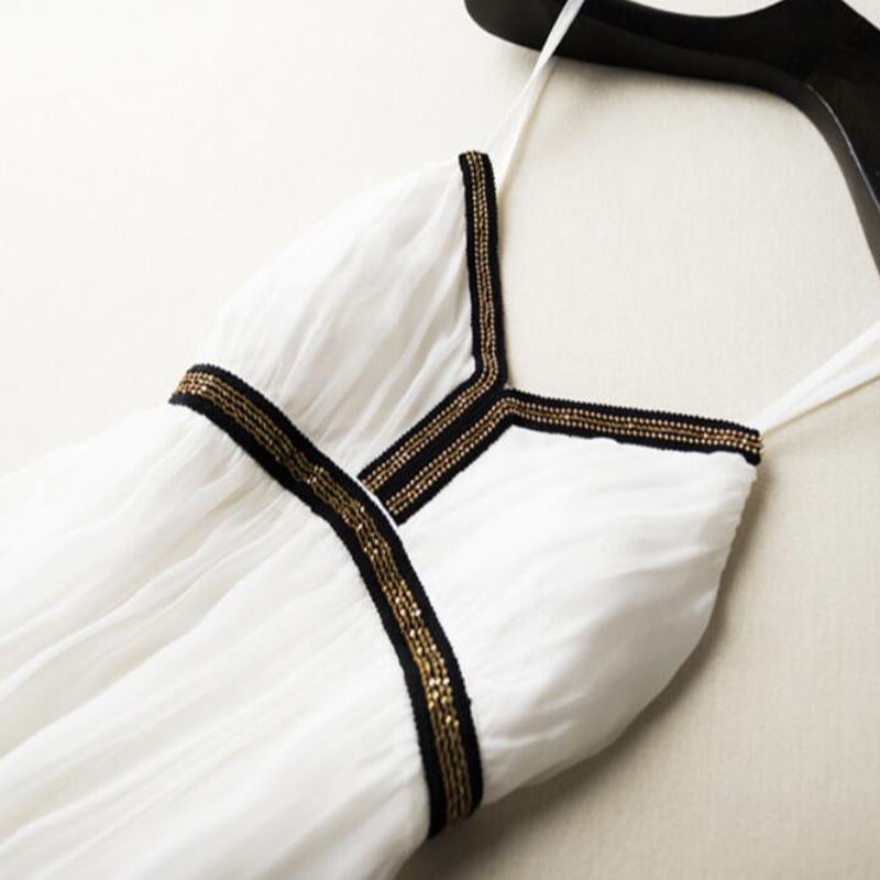 Women 100 Silk dress Beach dress 100% Natural Silk Print White dress Holiday summer dresses